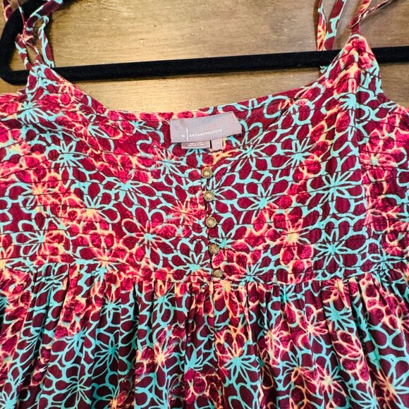 Anthropologie Women's Printed Smocked Button Front Lounge Jumpsuit  SZ LG - Picture 10 of 15
